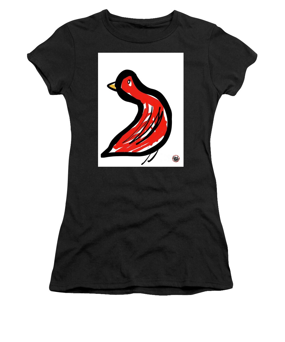  Women's T-Shirt featuring the painting Red Bird by Oriel Ceballos
