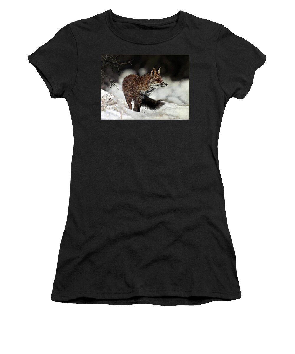 Animal Women's T-Shirt featuring the painting Red Fox by Linda Becker