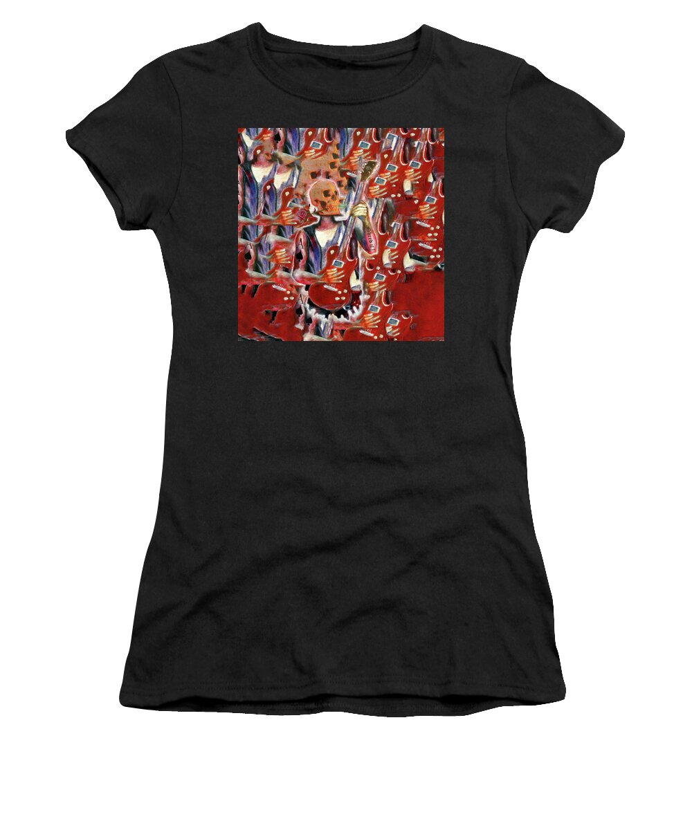 Emotion Women's T-Shirt featuring the painting The Emotion of Rock Music by Tom Conway