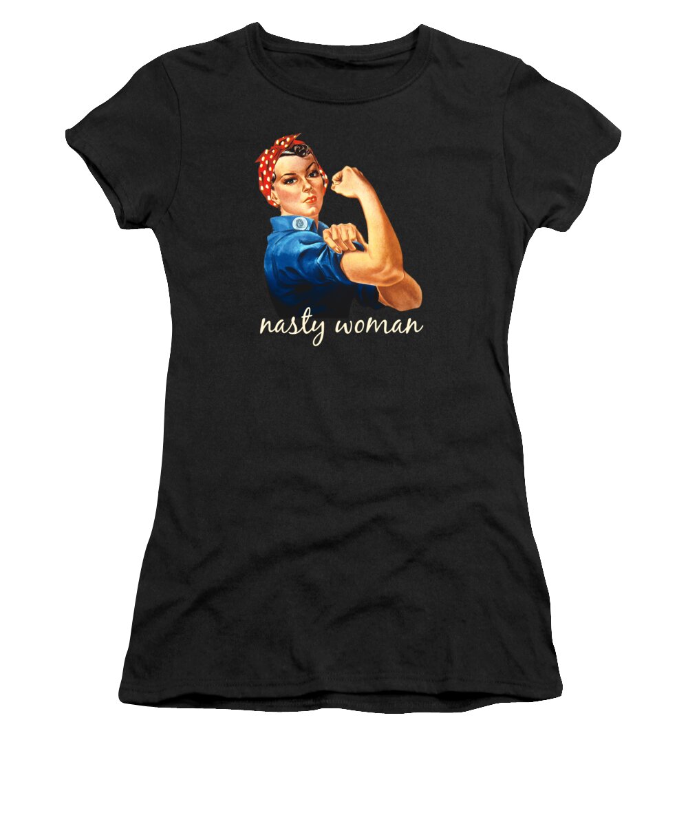 Funny Women's T-Shirt featuring the digital art Retro Nasty Woman by Flippin Sweet Gear