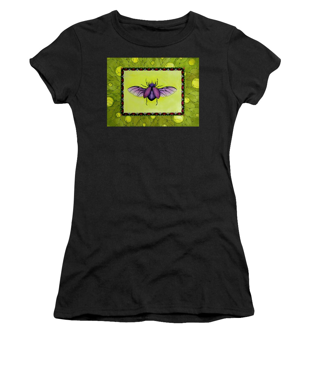 Kim Mcclinton Women's T-Shirt featuring the painting Rhino Beetle Wings by Kim McClinton