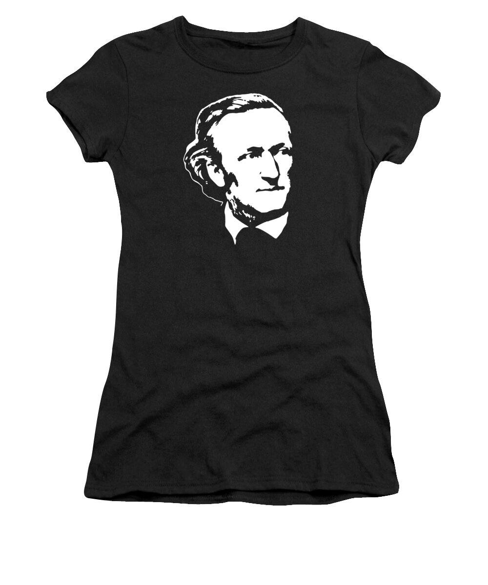 Richard Wagner Women's T-Shirt featuring the digital art Richard Wagner White On Black by Filip Schpindel