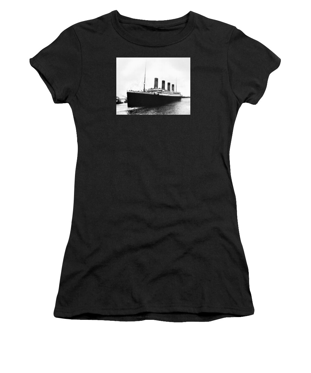 Titanic Women's T-Shirt featuring the photograph RMS Titanic - Belfast Ireland - Circa 1912 by War Is Hell Store