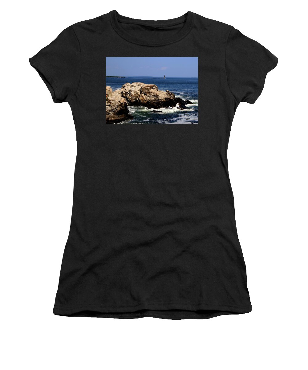 Coast Women's T-Shirt featuring the photograph Rocky Coast and Light House by Lennie Malvone