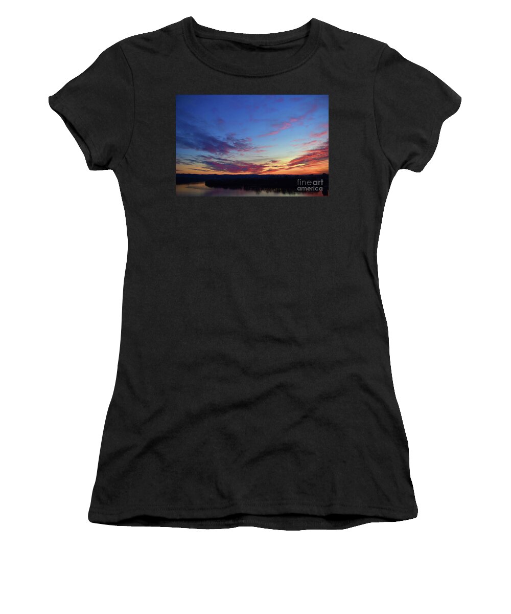 Nature Women's T-Shirt featuring the photograph Romantic Sunset with Love Story with Clouds by Leonida Arte