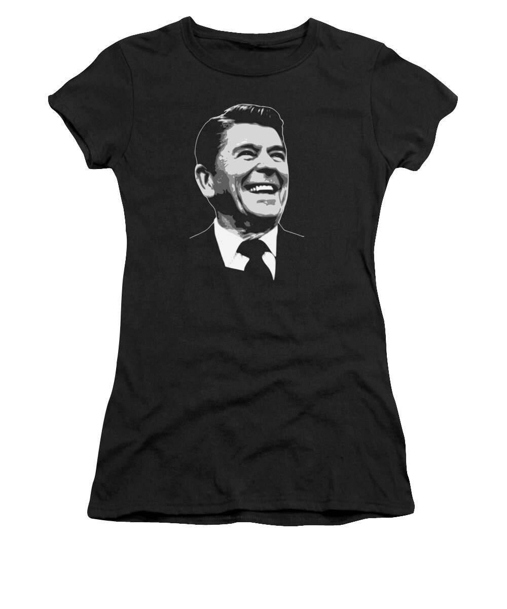 Ronald Women's T-Shirt featuring the digital art Ronald Reagan Black and White by Filip Schpindel