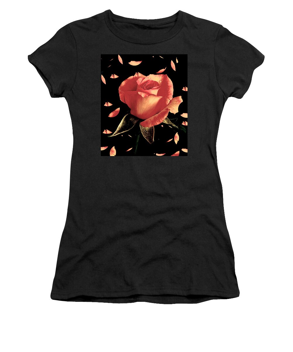 Rose Women's T-Shirt featuring the digital art Rose Petals by Dani McEvoy