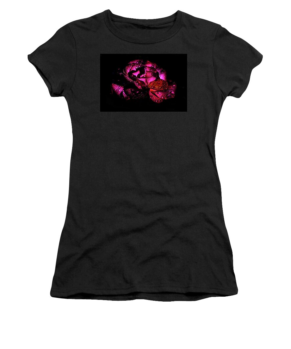 Dark Women's T-Shirt featuring the photograph Rose water by Johannes Brienesse