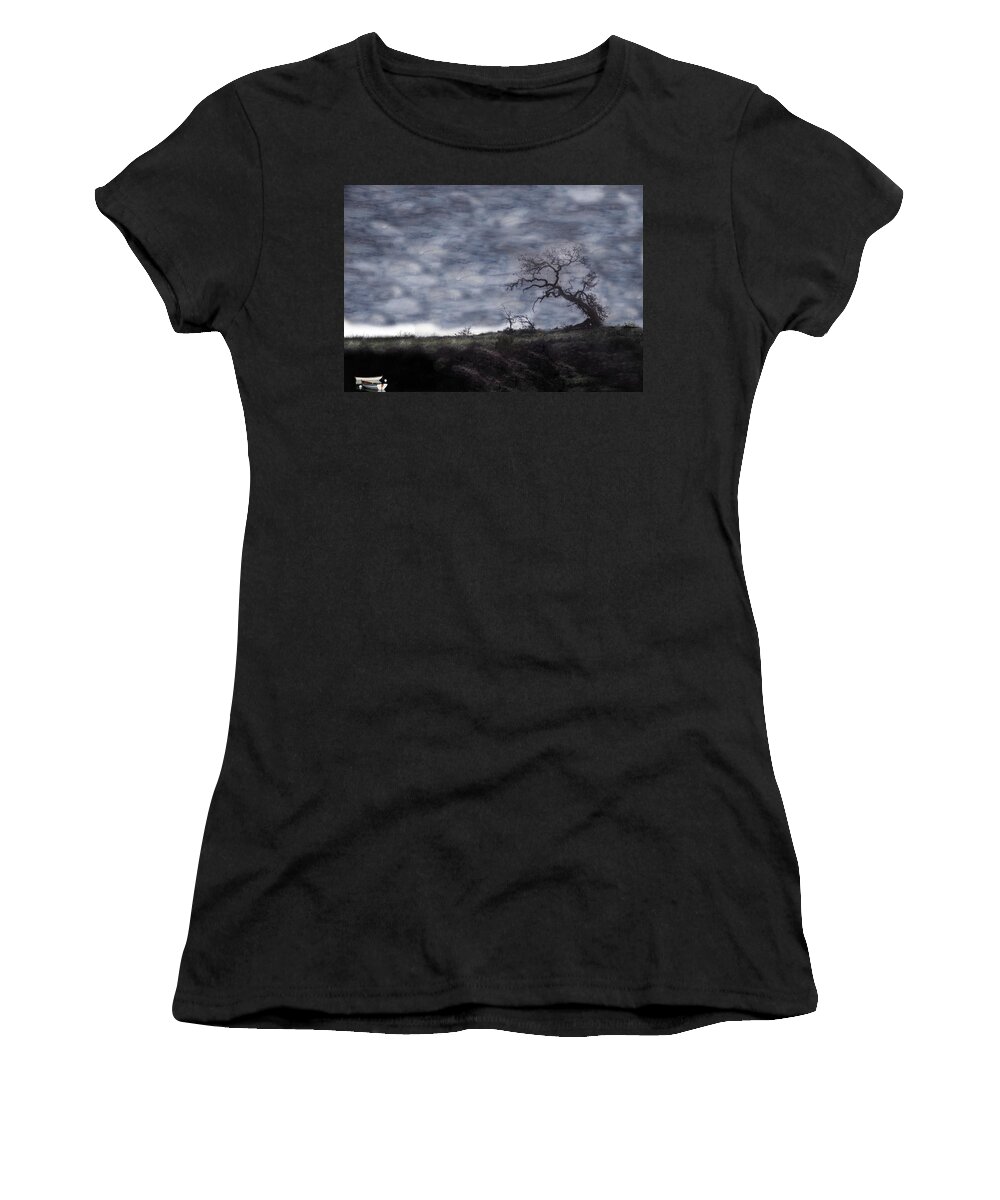 Boat Women's T-Shirt featuring the photograph Rowboats and Oak on a Riverbank by Wayne King