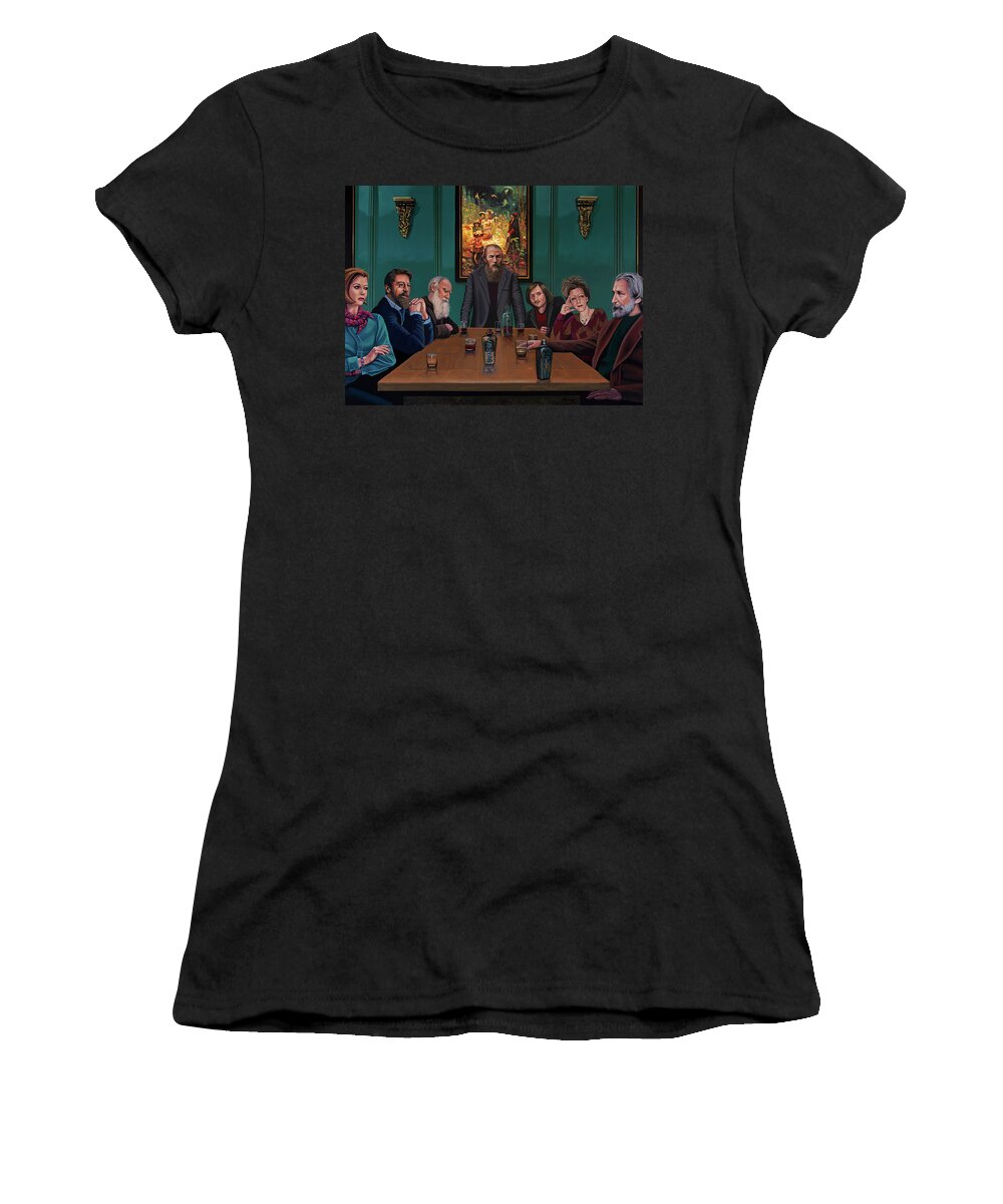 Anton Chekhov Women's T-Shirt featuring the painting Russian Literature Giants Painting by Paul Meijering