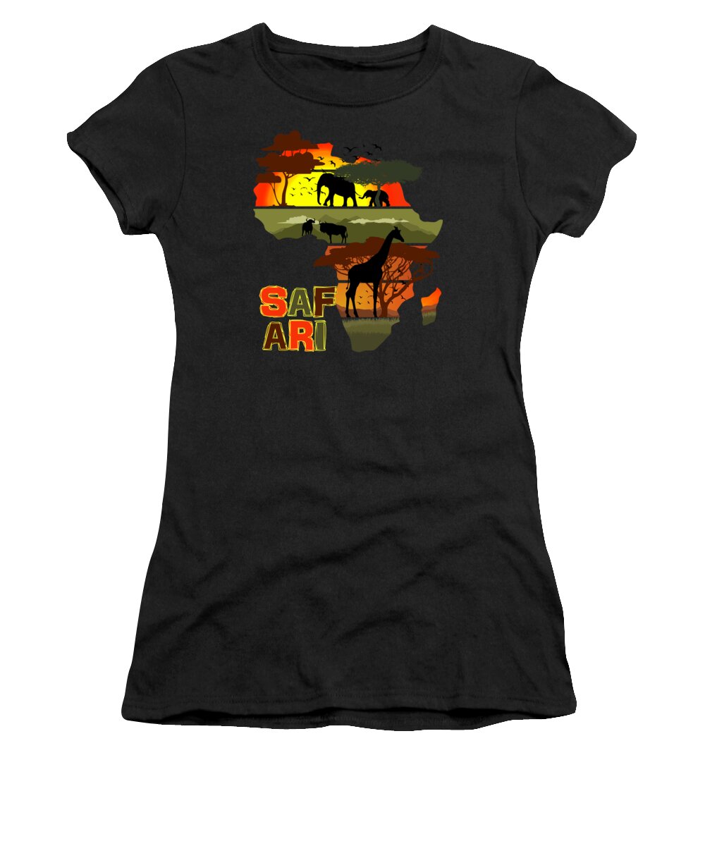 Safari Women's T-Shirt featuring the digital art Safari Africa Sunset by Filip Schpindel