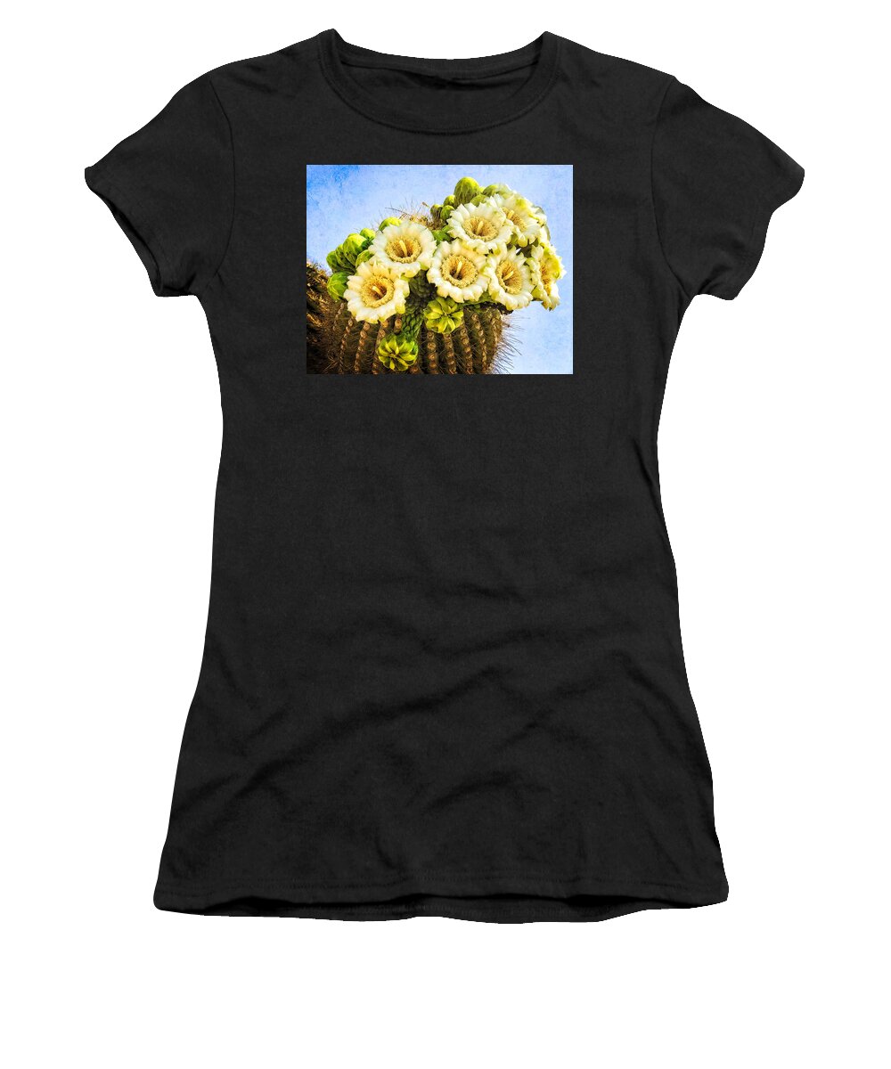 Saguaro Cactus Women's T-Shirt featuring the photograph Saguaro Cactus Blooms by Sandra Selle Rodriguez