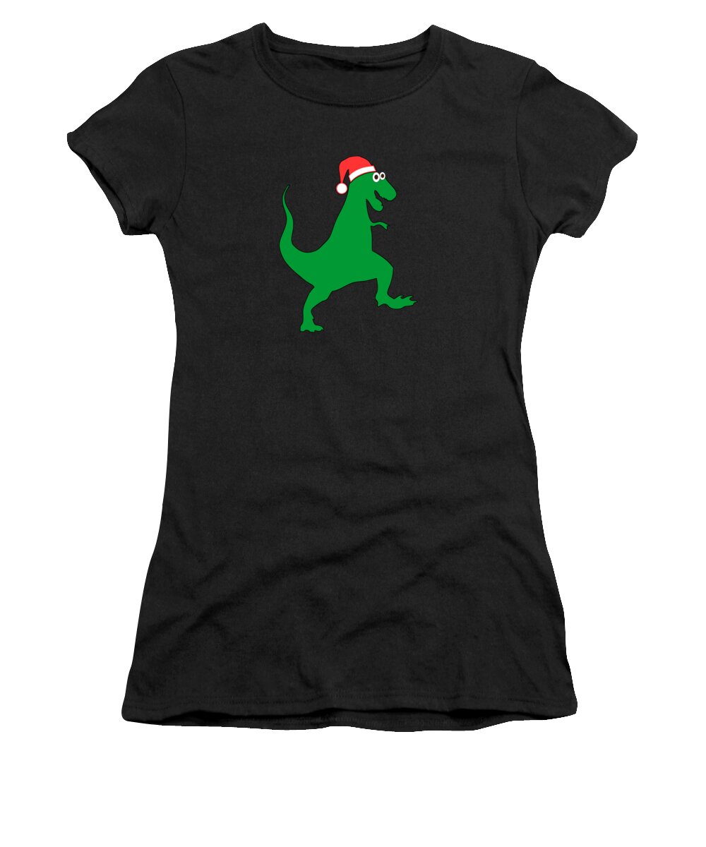 Christmas Women's T-Shirt featuring the digital art Santasaurus Santa T-Rex Dinosaur Christmas by Flippin Sweet Gear