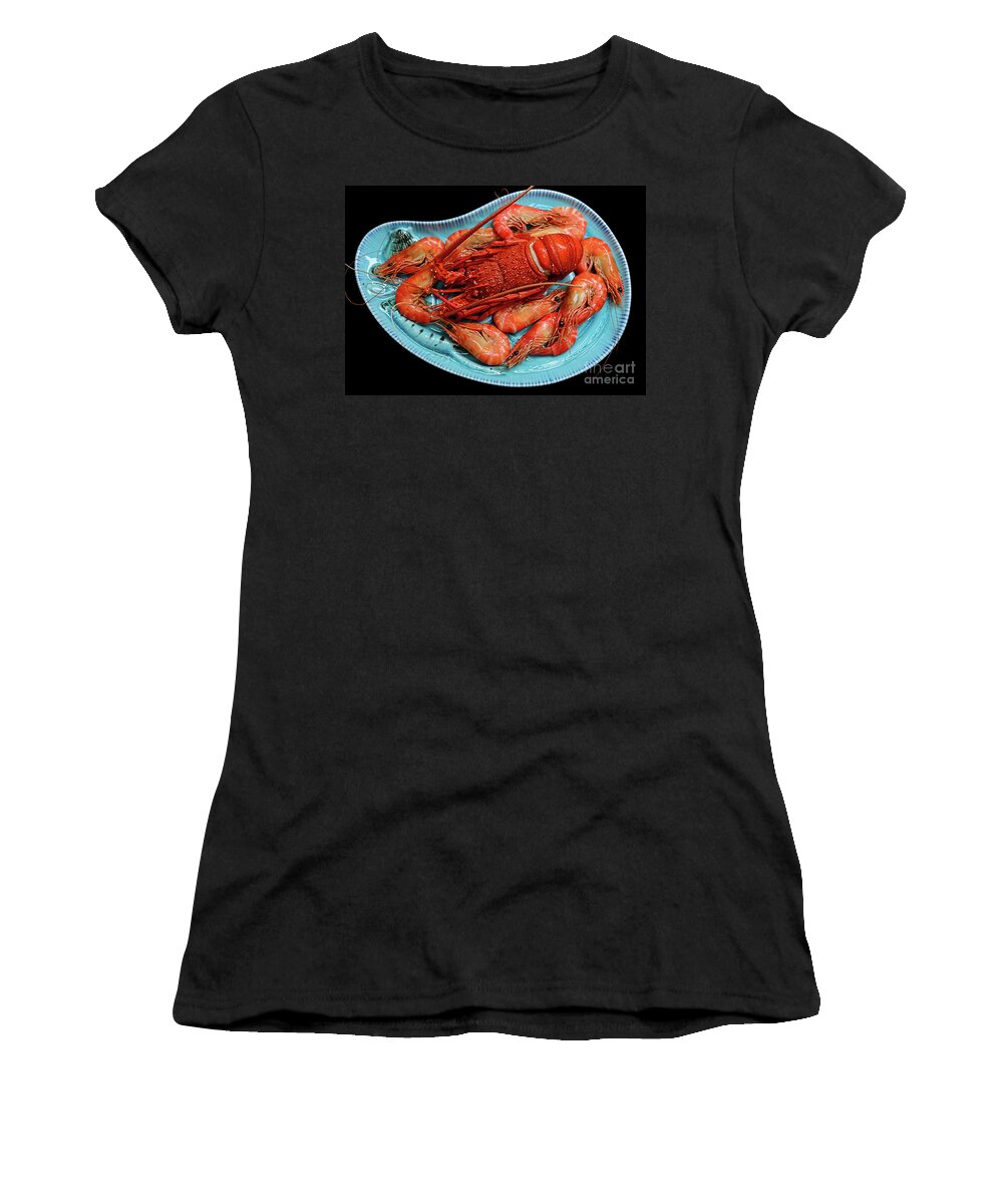 Seafood Platter On Plate Women's T-Shirt featuring the photograph Seafood Platter on Plate by Kaye Menner by Kaye Menner