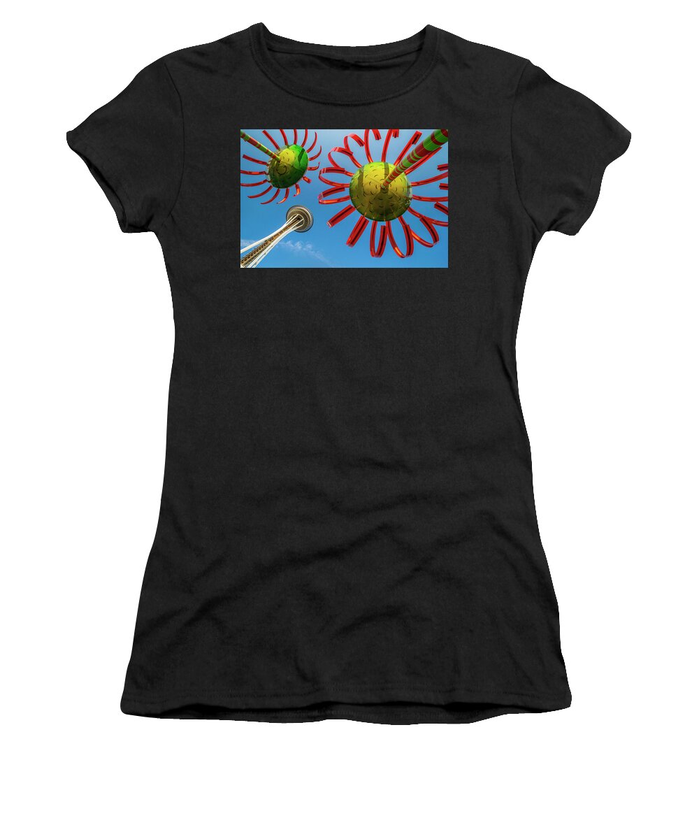 Seattle Women's T-Shirt featuring the photograph Seattle - the Needle and Sonic Bloom by Olivier Parent