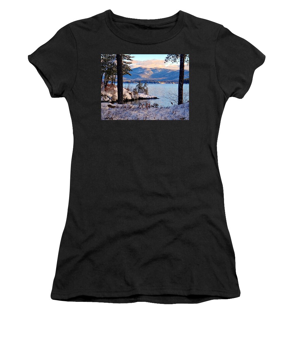Landscape Women's T-Shirt featuring the photograph Serene Winter Lake View by Russel Considine