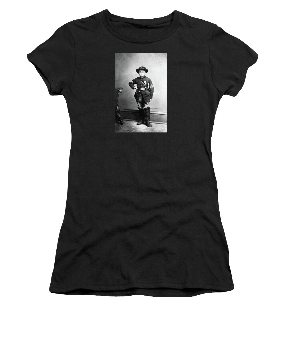 Sergeant Johnny Clem Women's T-Shirt featuring the photograph Sergeant Johnny Clem Portrait - Civil War 1863 by War Is Hell Store