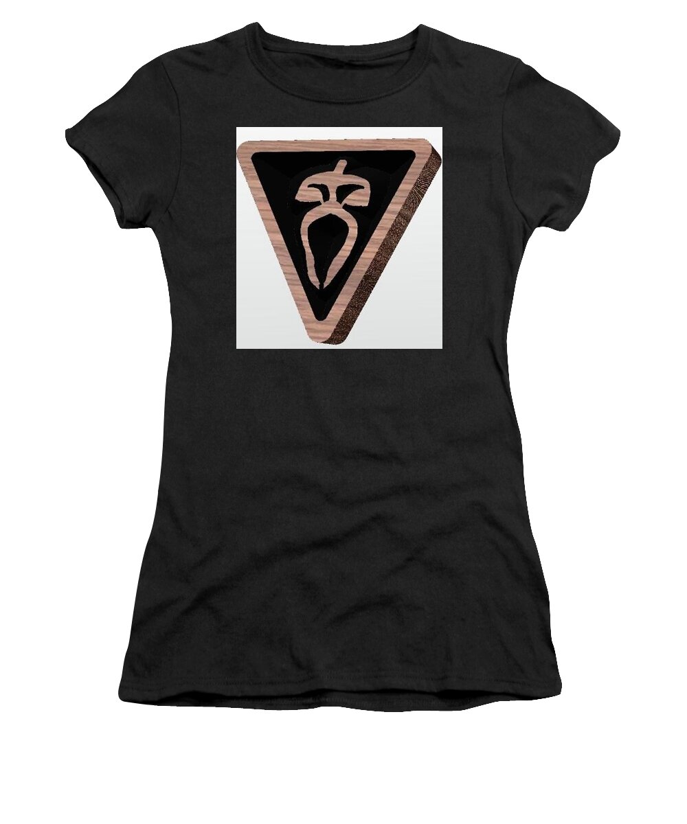 Wood Women's T-Shirt featuring the mixed media She by Deborah Stanley