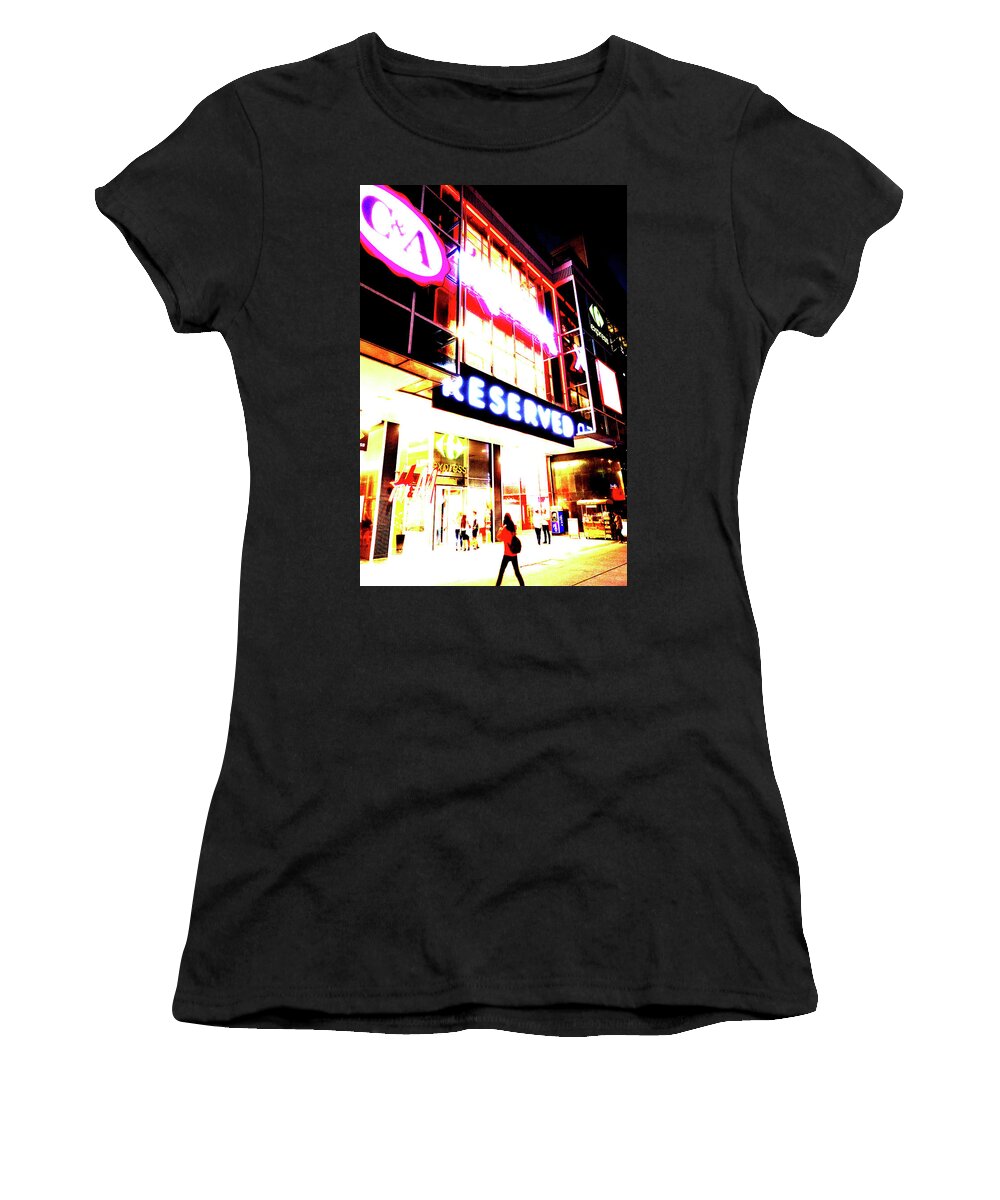 Shops Women's T-Shirt featuring the photograph Shops In Warsaw, Poland by John Siest