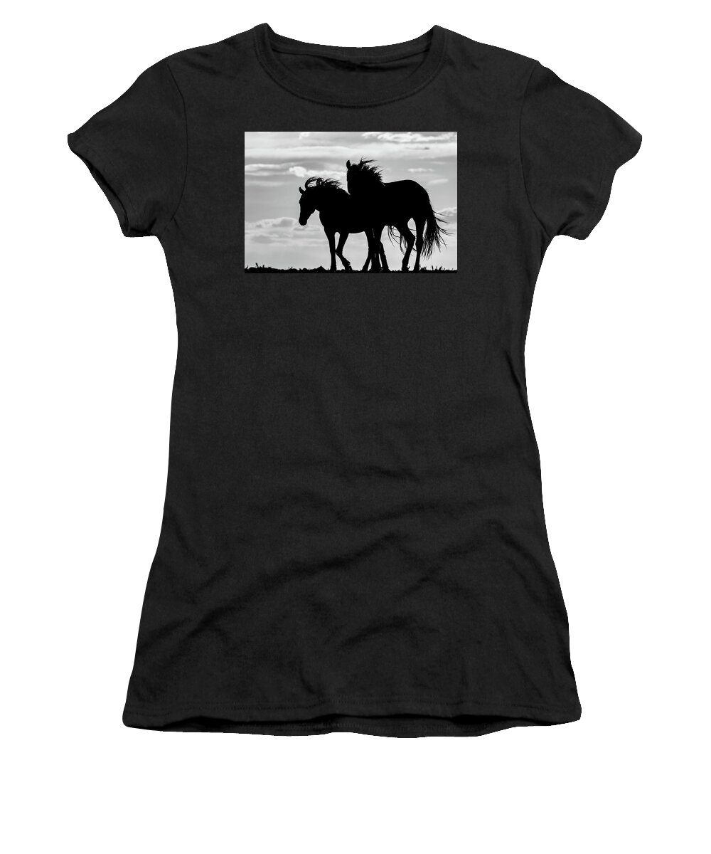 Wild Horses Women's T-Shirt featuring the photograph Silhouette by Mary Hone