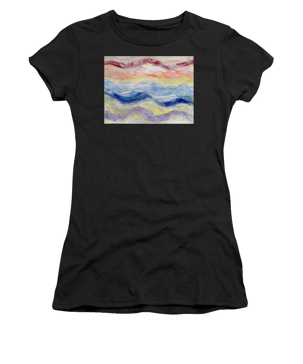 Wall Art Women's T-Shirt featuring the painting Skymerging With The Any-Colored Sky of Glimpse by Ellen Palestrant