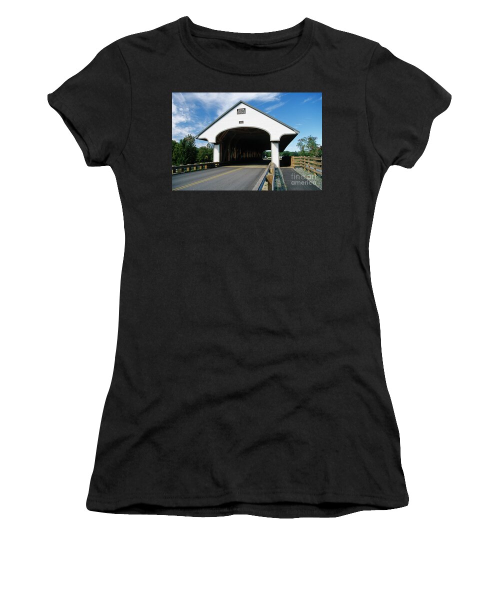 Bridge Women's T-Shirt featuring the photograph Smith Covered Bridge - Plymouth New Hampshire USA by Erin Paul Donovan