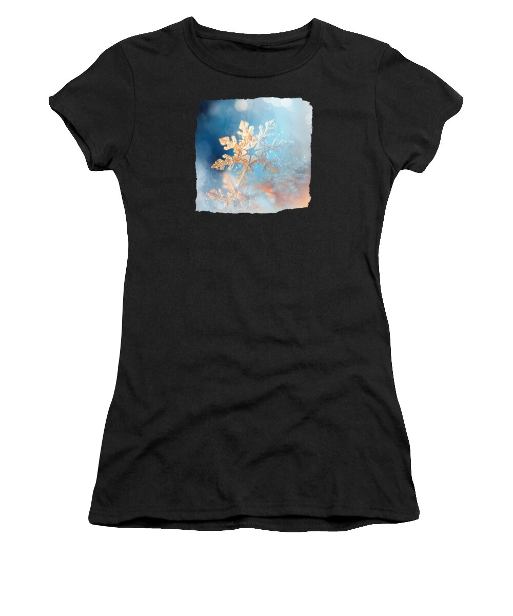 Snowflake Women's T-Shirt featuring the digital art Snowflake Supermacro 11 by Elisabeth Lucas