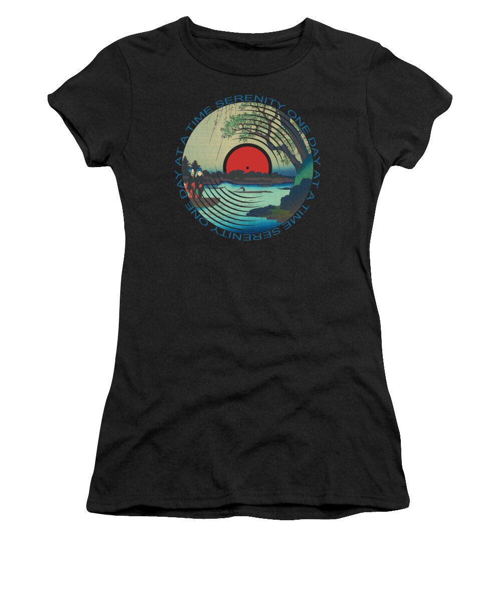 Sobriety Women's T-Shirt featuring the painting Sobriety Serenity One Day At A Time AA Sober Tee Tees T-Shirt River by Tony Rubino