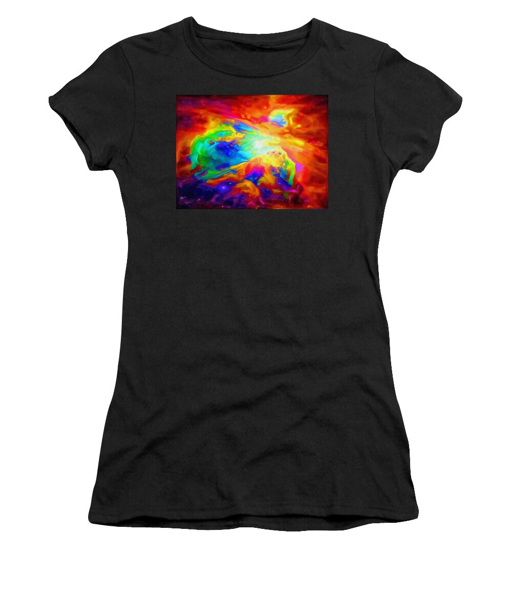 3d Women's T-Shirt featuring the painting Space Nebula #1 - up close by George Art Gallery