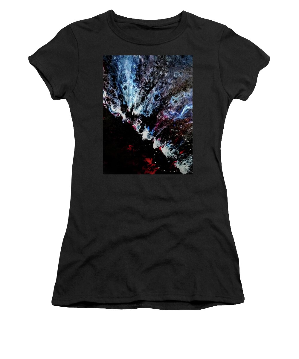 Storm Women's T-Shirt featuring the painting Space Storm by Anna Adams