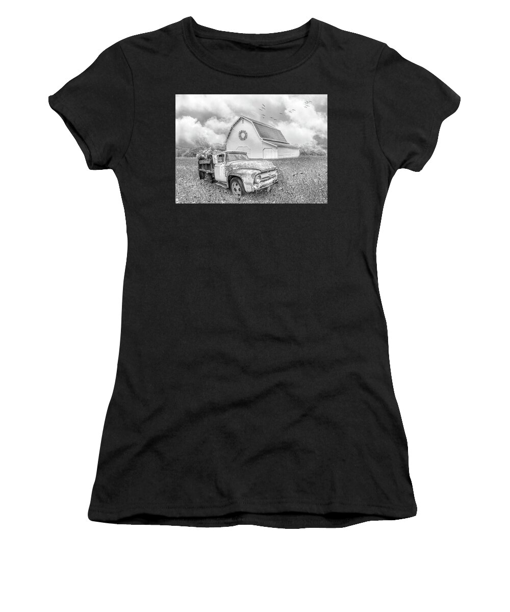 1951 Women's T-Shirt featuring the photograph Springtime Dreaming Black and White by Debra and Dave Vanderlaan
