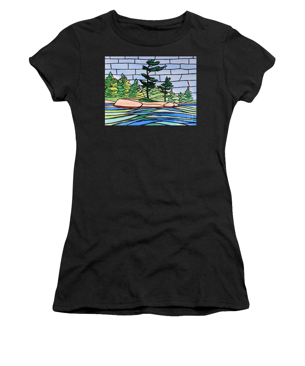 Alcohol Ink Women's T-Shirt featuring the painting Georgian Bay SG5 by Petra Burgmann