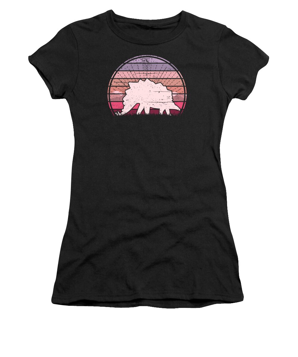 Stegosaurus Women's T-Shirt featuring the digital art Stegosaurus Sunset by Filip Schpindel