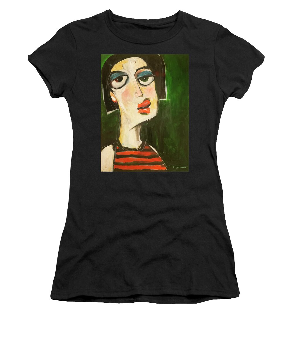 Stella Women's T-Shirt featuring the painting Stella in Stripes by Tim Nyberg