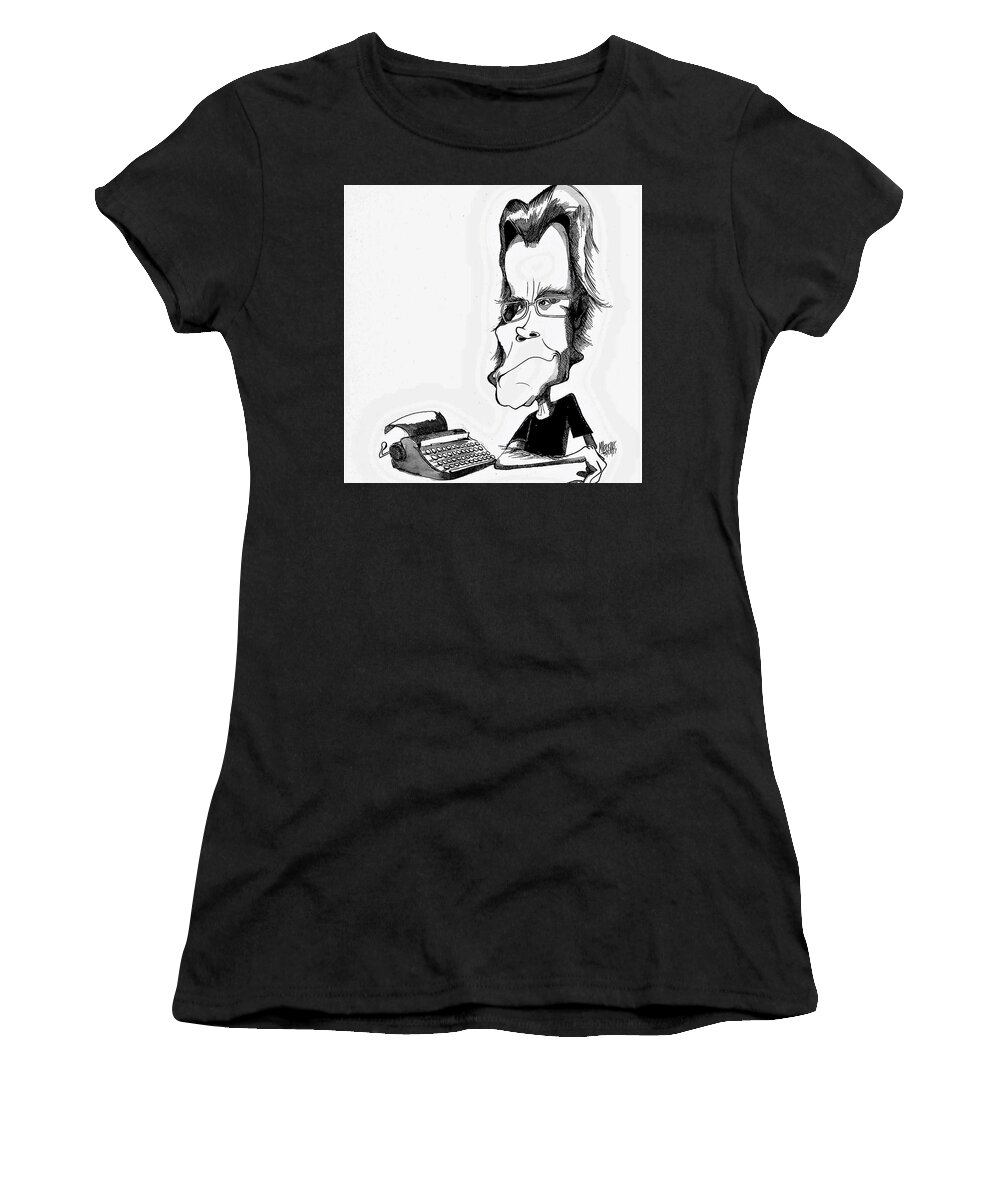 Novelist Women's T-Shirt featuring the drawing Stephen King by Michael Hopkins