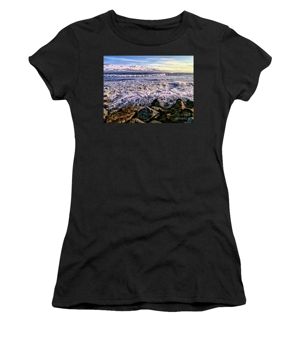 Atlantic Ocean Women's T-Shirt featuring the photograph Stormy New England Coast by Eunice Miller