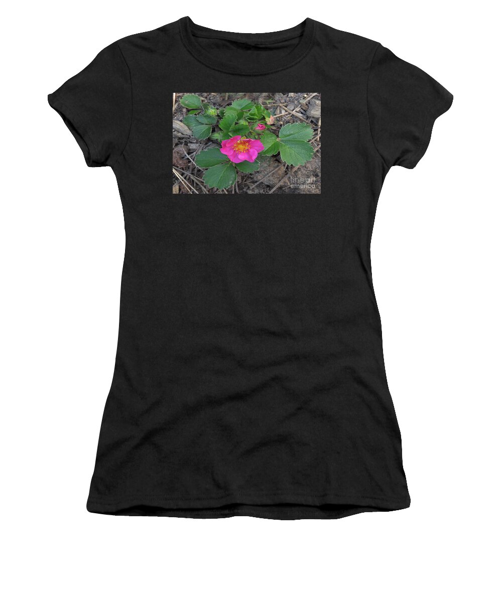 Spring Women's T-Shirt featuring the photograph Strawberry Flower by PROMedias US