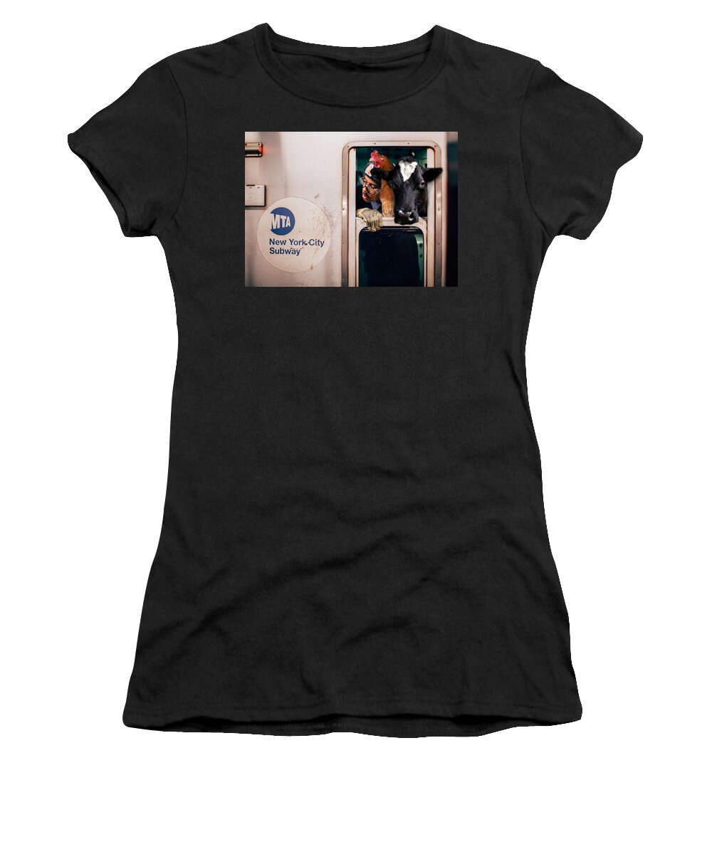 Adventures Of Sadie And Emma Women's T-Shirt featuring the photograph Subway to the city by James Bethanis