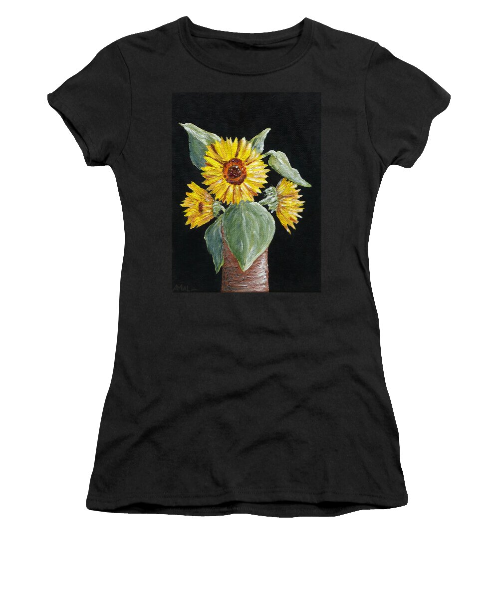 Malakhova Women's T-Shirt featuring the painting Sunflower by Anastasiya Malakhova