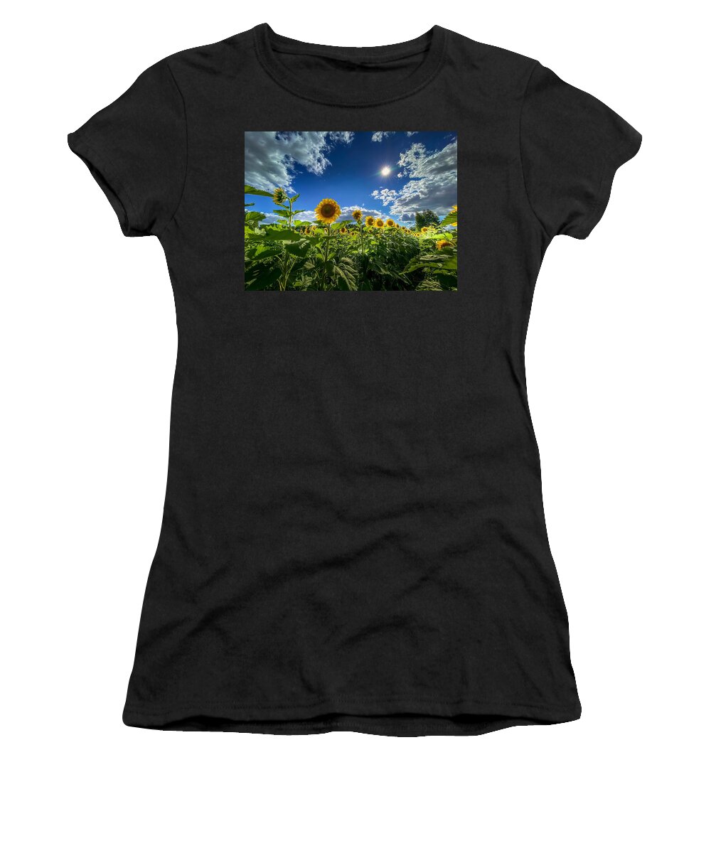 Flower Women's T-Shirt featuring the photograph Sunflowers in Bloom by Susan Rydberg