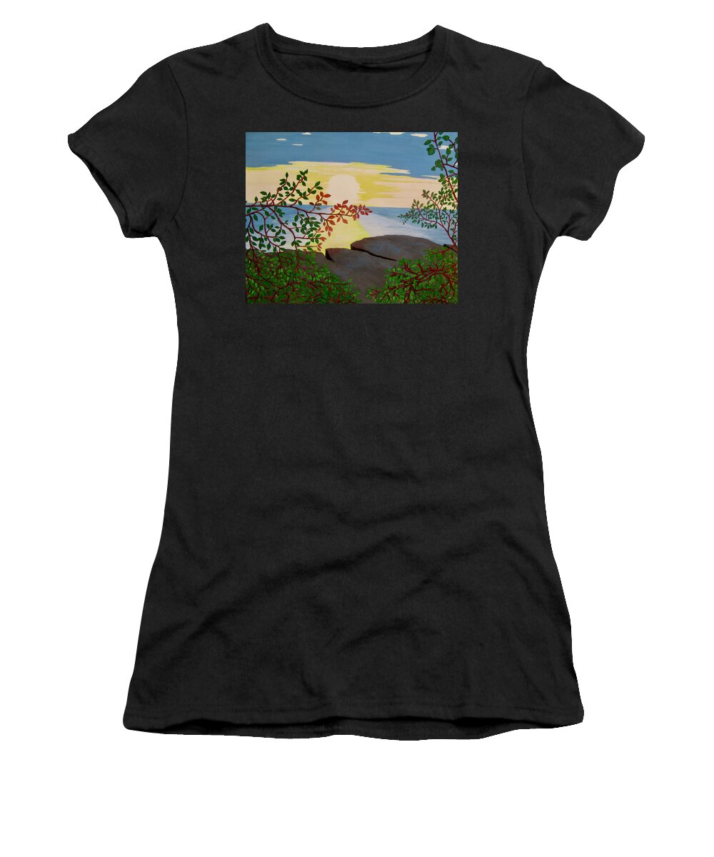 Sky Women's T-Shirt featuring the painting Sunset in Jamaica by Stephanie Moore