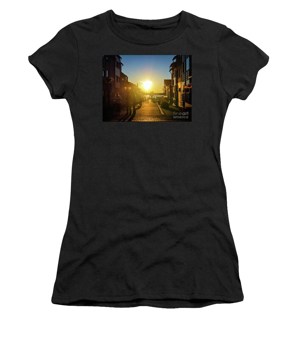 Sunset Women's T-Shirt featuring the photograph Sunset in Oulu, Finnland by Lyl Dil Creations