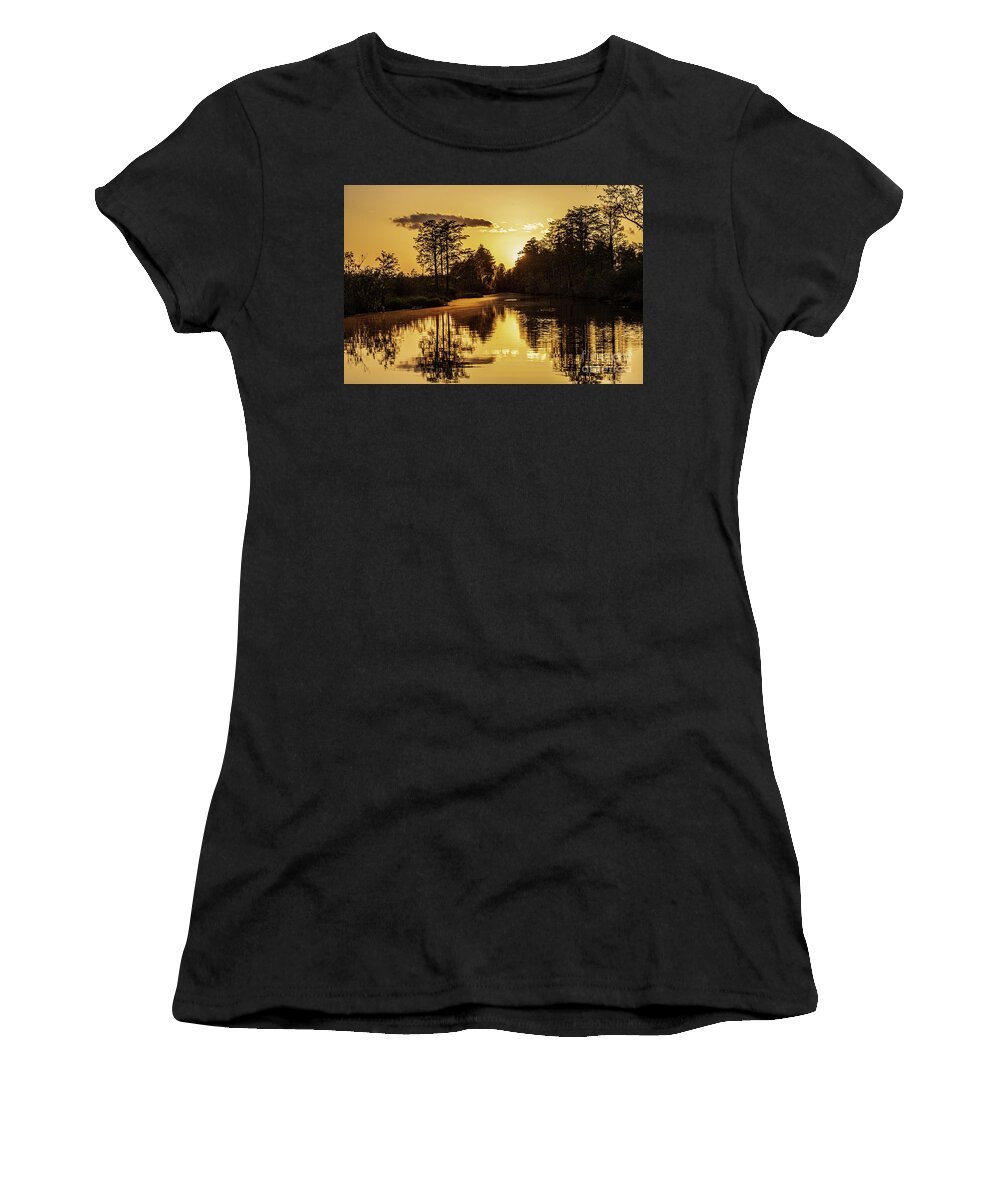 Suwanee Canal Sunset Women's T-Shirt featuring the photograph Suwanee Canal Sunset by Daniel Hebard