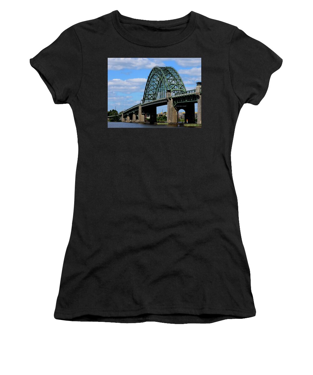 Bridge Women's T-Shirt featuring the photograph Tacony-Palmyra Bridge Across the Delaware River by Linda Stern