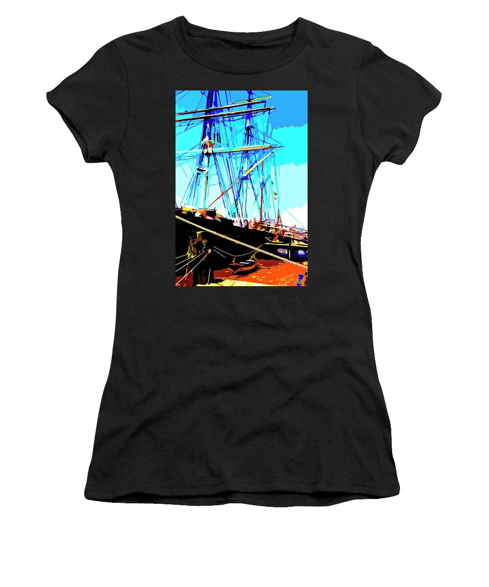 Boats Women's T-Shirt featuring the painting Tall Ship At Dock by CHAZ Daugherty