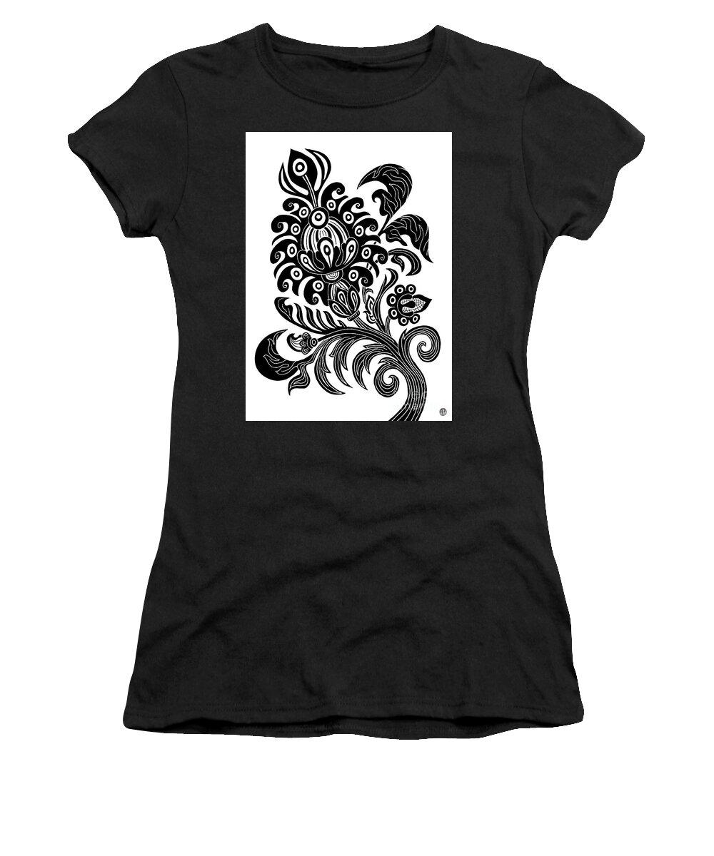 Flower Women's T-Shirt featuring the drawing Tapestry Flower Ink 19 by Amy E Fraser
