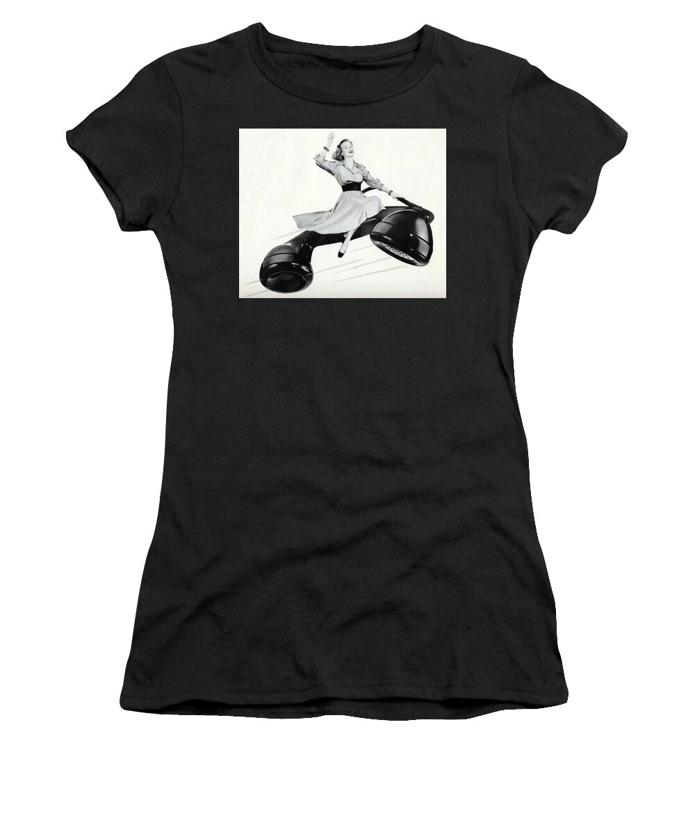 Telephone Women's T-Shirt featuring the digital art Telephone Whee by Sally Edelstein