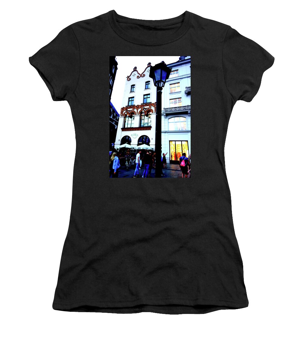 Tenements Women's T-Shirt featuring the photograph Tenements And Lantern In Krakow, Poland by John Siest