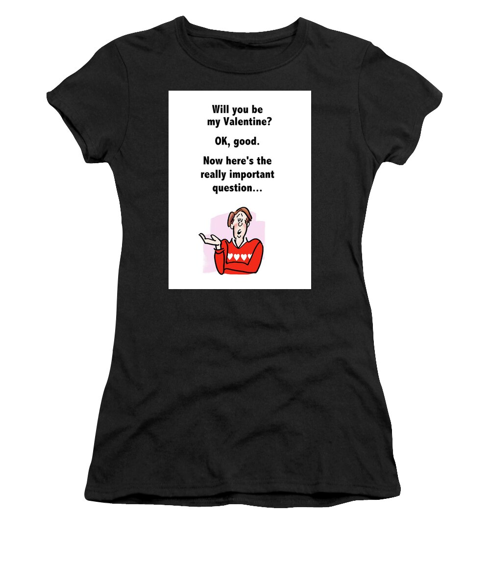 Valentine Women's T-Shirt featuring the digital art The Big Question by Mark Armstrong