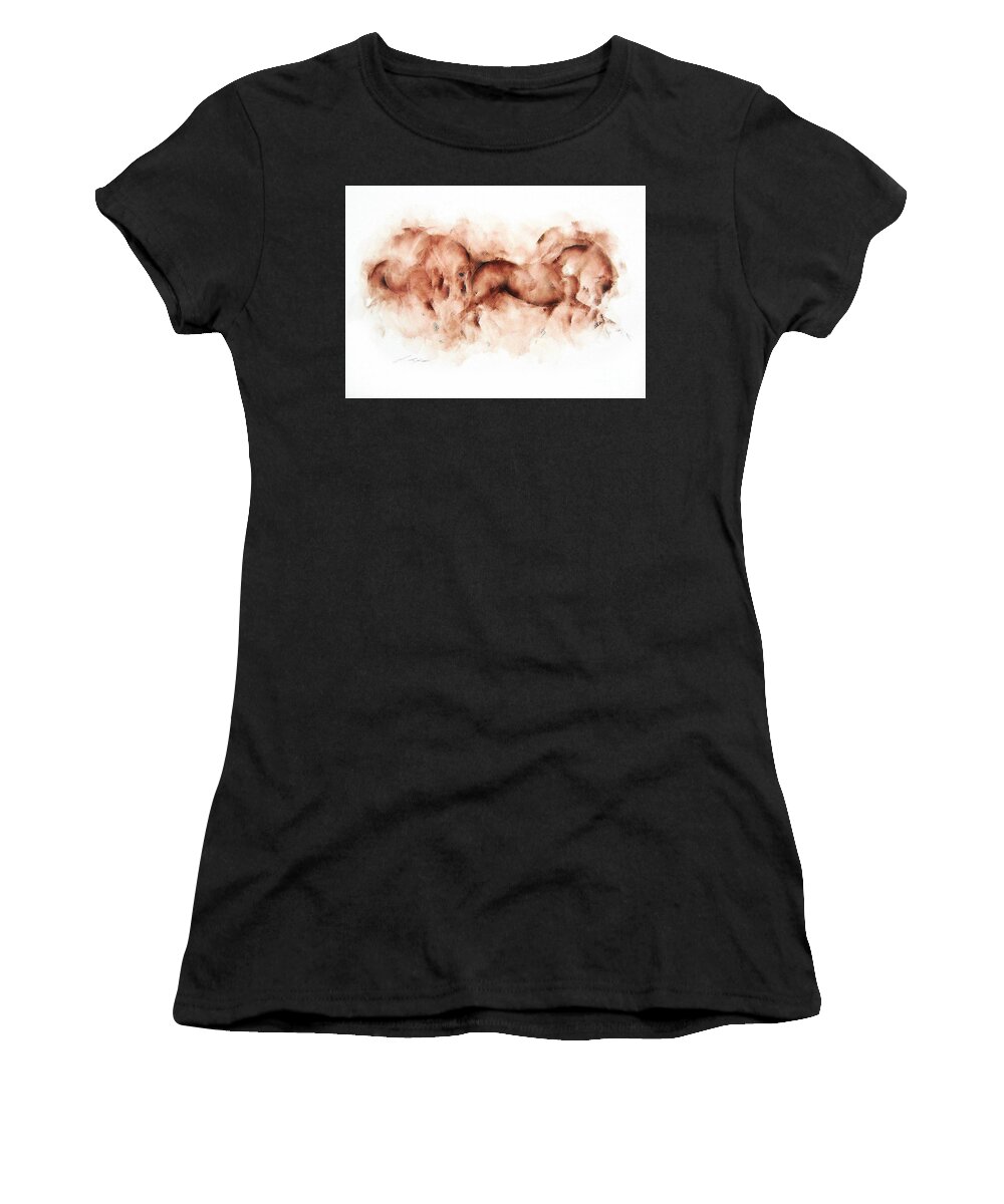 Horse Women's T-Shirt featuring the painting The Chase by Janette Lockett